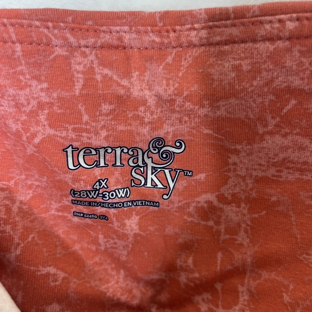 Terra & Sky Women's Core Capri Legging Pant Plus Coral Pink Size 4X 28W-30W NEW